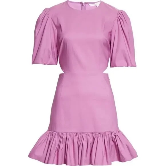 Veronica Beard Iker Puff Sleeve Cutout Dress in Vivid Orchid Size 10 New NWT - Picture 6 of 13